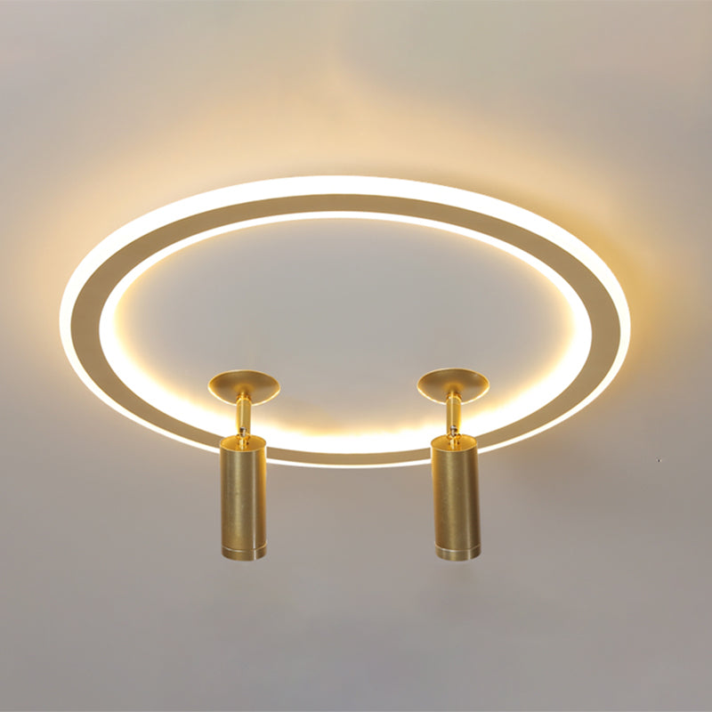New Modern LED Flush Ceiling Lights Iron Circular Flush Mount Lamp with 2 Spotlights