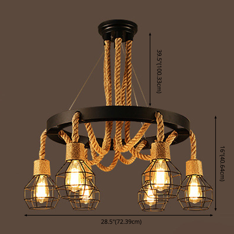 Araña de alambre de black metal lámpara de jaula retro