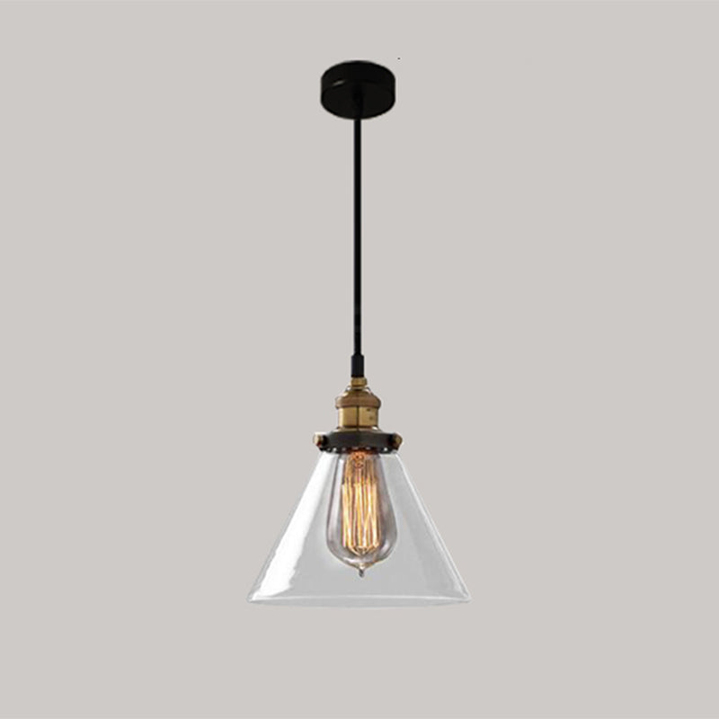 1 Light Pendant Light Vintage Industrial Minimalist Glass Shade Dining Room Hanging Lamp