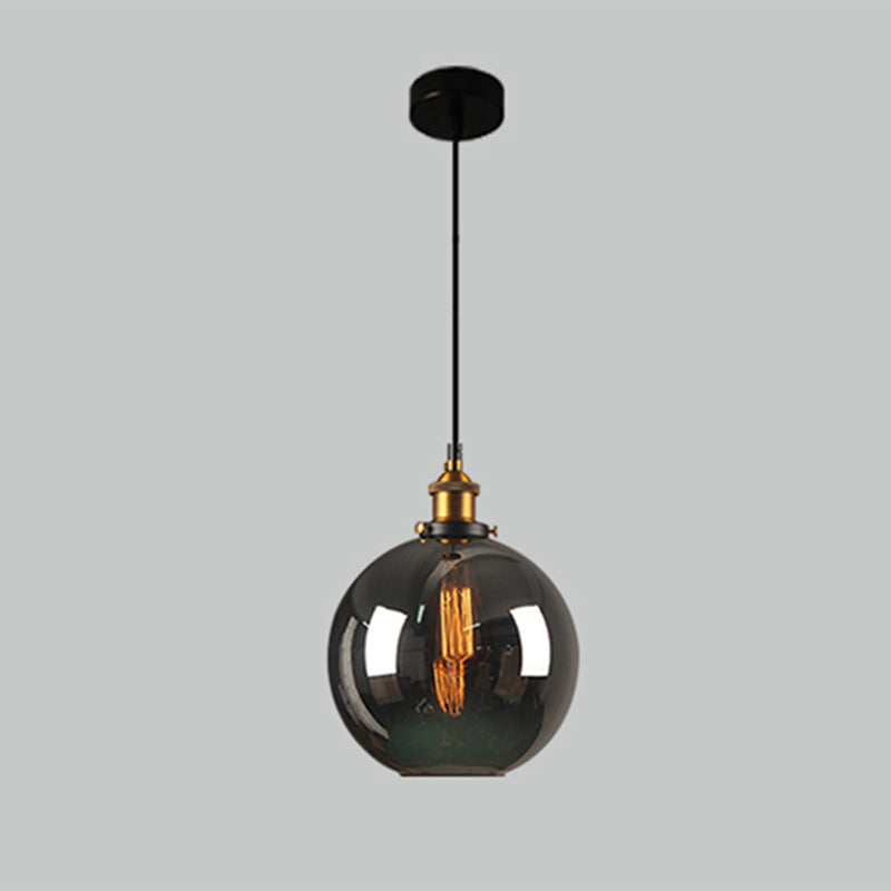 1 Light Pendant Light Vintage Industrial Minimalist Glass Shade Dining Room Hanging Lamp