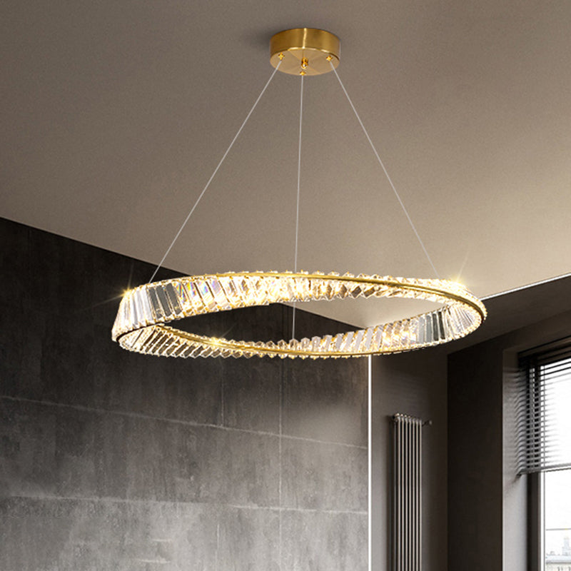 Twist Circular Carousel LED Pendant Lamp Modern Minimalist Prismatic Crystal Living Room Hanging Ceiling Light