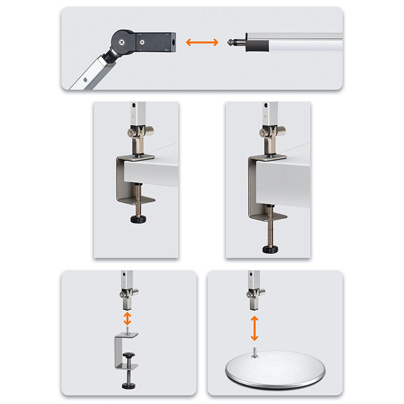 3-Arm Linear LED Task Light Minimalist Metal Office Desk Lamp with U Shaped Clamp