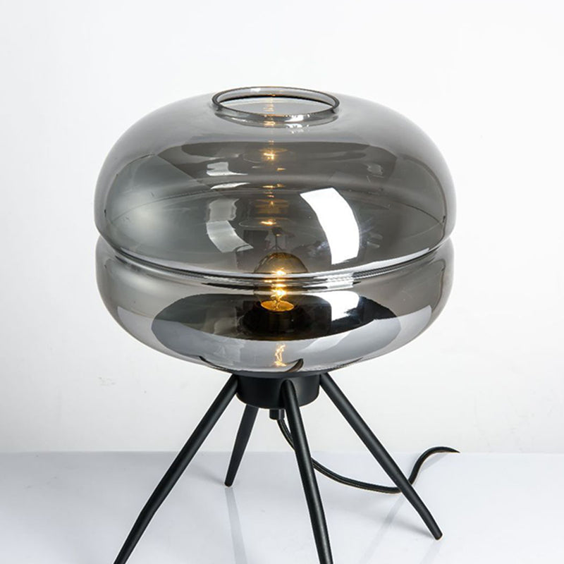 Lampada da tavolo in vetro in stile Nordico da 11,5 "Lampada in black Basode Base Design Drum Light per camera da letto