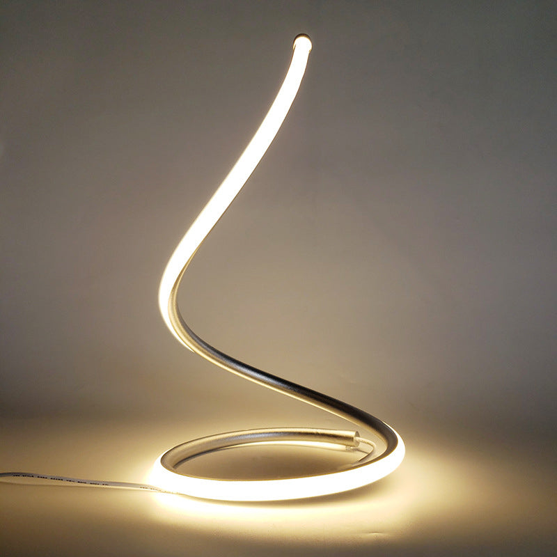 Curling Nightstand Lamp Simple Artistic Metal Bedside LED Linear Table Lighting