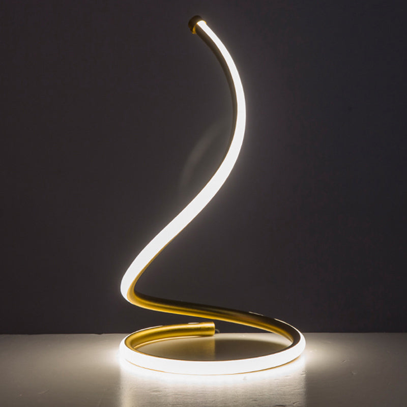 Curling Nightstand Lamp Simple Artistic Metal Bedside LED Linear Table Lighting