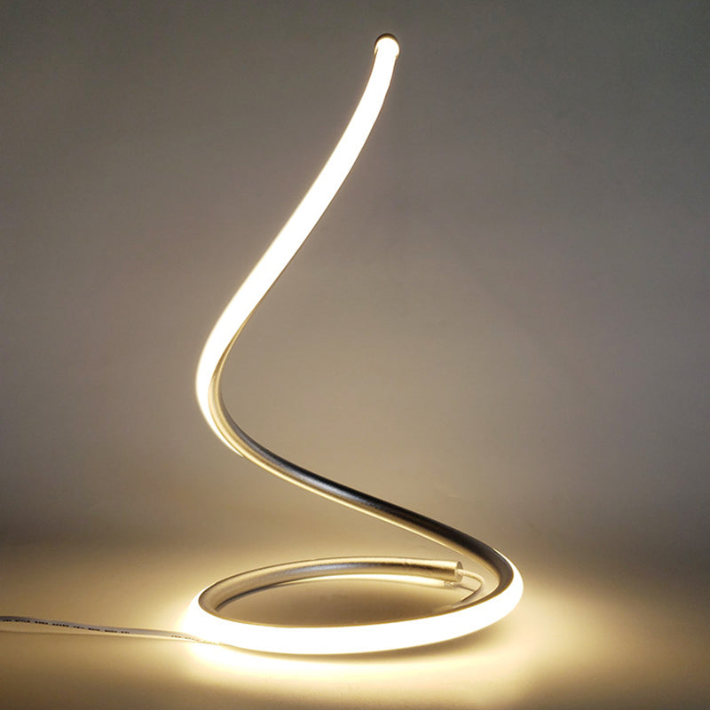 Curling Nightstand Lamp Simple Artistic Metal Bedside LED Linear Table Lighting