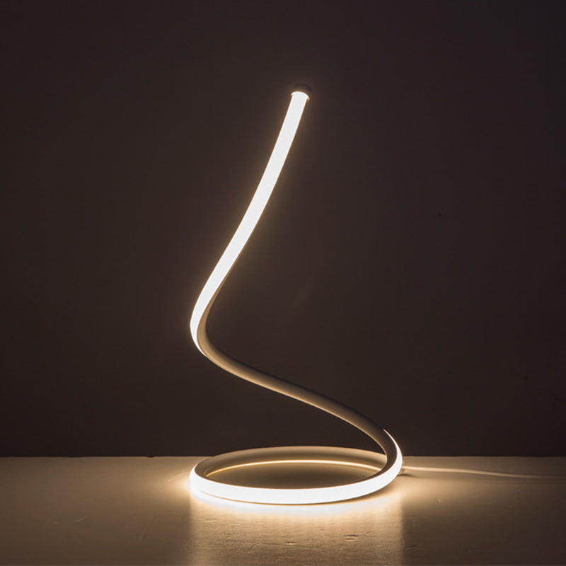 Curling Nightstand Lamp Simple Artistic Metal Bedside LED Linear Table Lighting