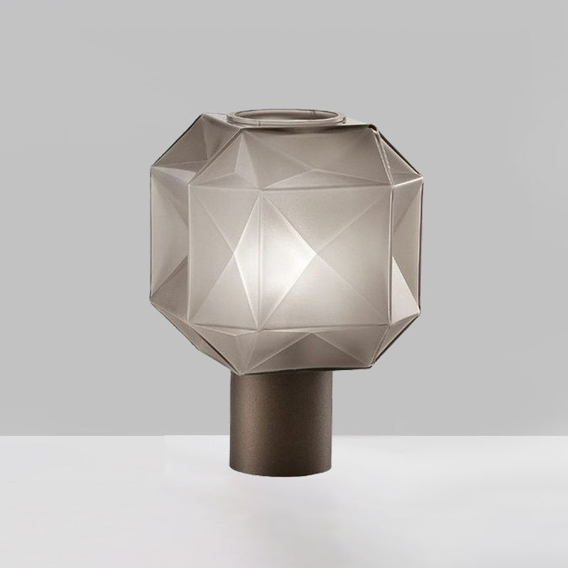 Diamond Geometric Design Lampada da tavolo in vetro 11 "Luce da comodino a stile di semplicità larga in grigio fumo grigio