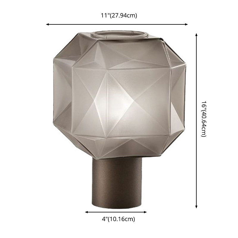 Diamond Geometric Design Lampada da tavolo in vetro 11 "Luce da comodino a stile di semplicità larga in grigio fumo grigio