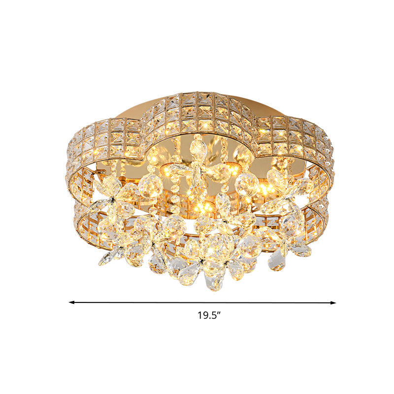 Modern Scallop Ceiling Light Cut Crystal LED Bedroom Flush Mount Lamp in  Gold, Warm/White/Natural Light