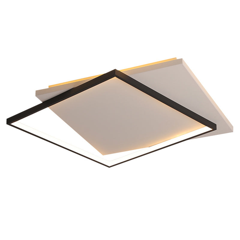 Moderne minimaliste métal encastré plafonnier carré superposé forme LED encastré éclairage de chambre à coucher