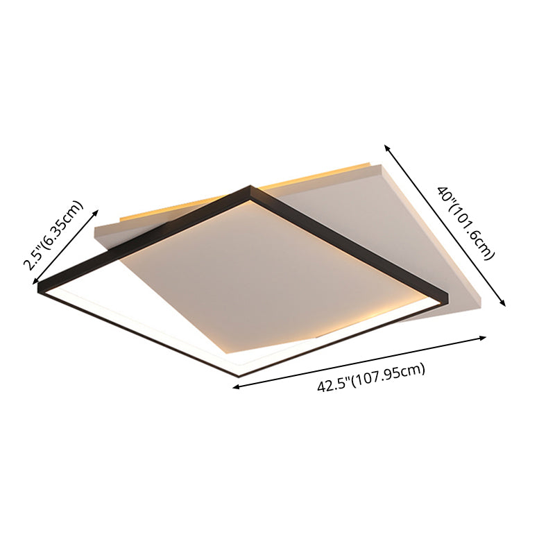 Moderne minimaliste métal encastré plafonnier carré superposé forme LED encastré éclairage de chambre à coucher