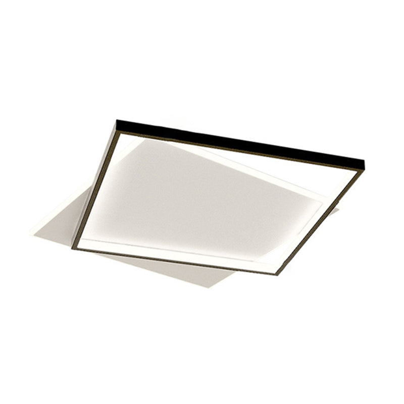 Moderne minimaliste métal encastré plafonnier carré superposé forme LED encastré éclairage de chambre à coucher