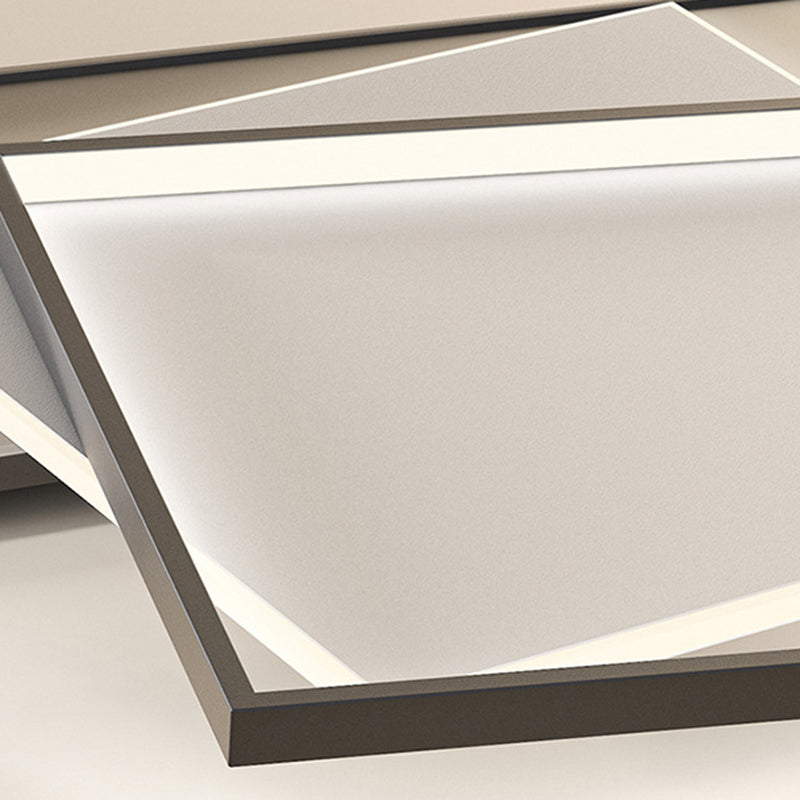 Moderne minimaliste métal encastré plafonnier carré superposé forme LED encastré éclairage de chambre à coucher