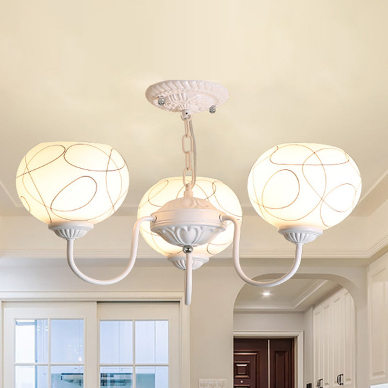 Candelier sombreada de 3 luces Candelier Minimalista Comedor semi Flush Monte Luz de techo