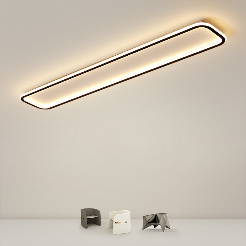 Living Room LED Flush Mount Lighting Modern Black Flush Ceiling Light Fixture with Rectangle Metal Shade