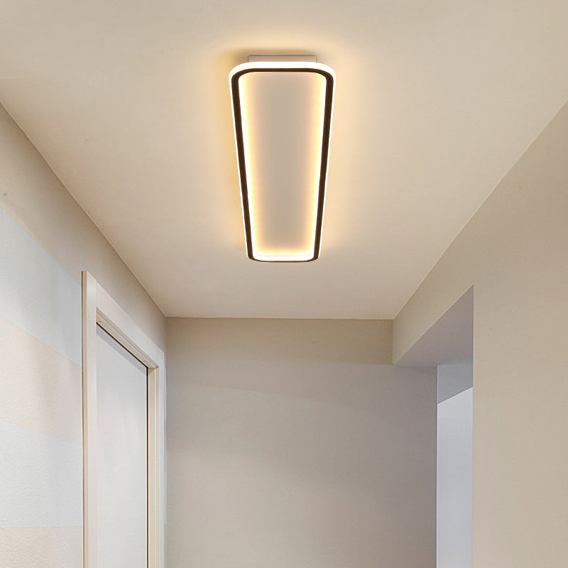 Living Room LED Flush Mount Lighting Modern Black Flush Ceiling Light Fixture with Rectangle Metal Shade