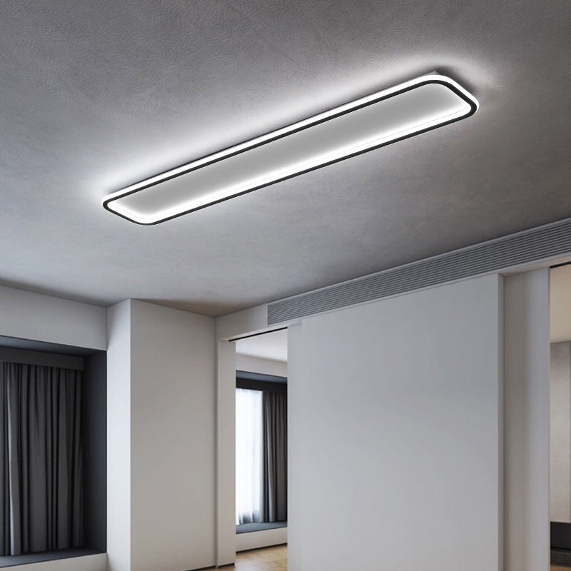 Living Room LED Flush Mount Lighting Modern Black Flush Ceiling Light Fixture with Rectangle Metal Shade