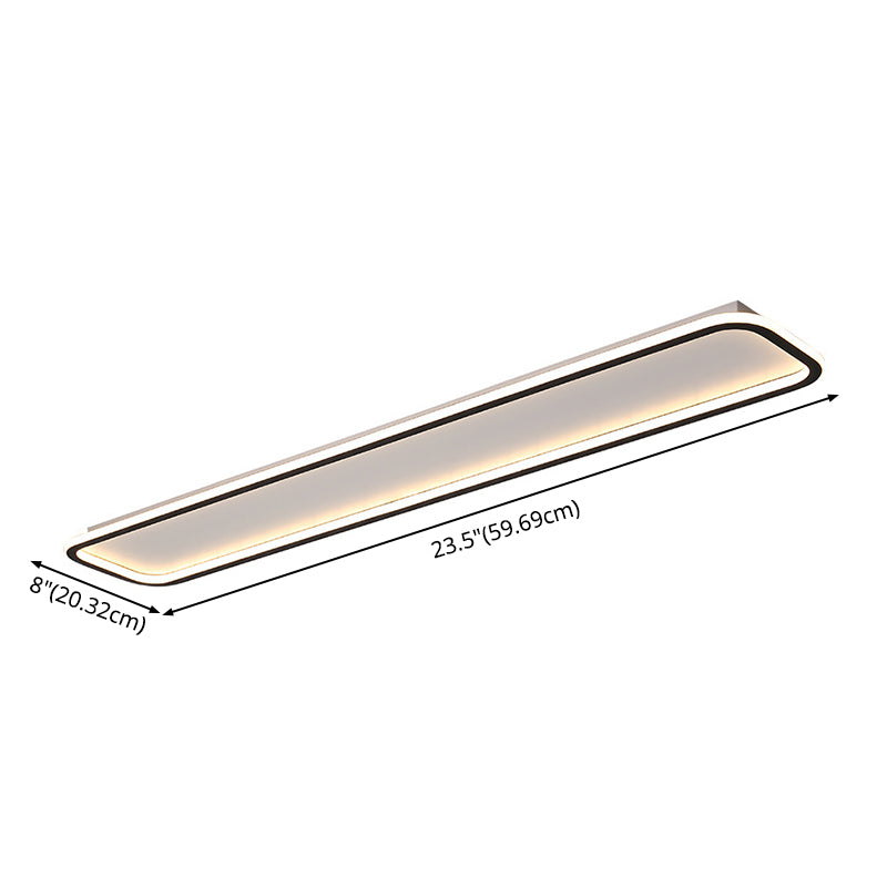 Living Room LED Flush Mount Lighting Modern Black Flush Ceiling Light Fixture with Rectangle Metal Shade