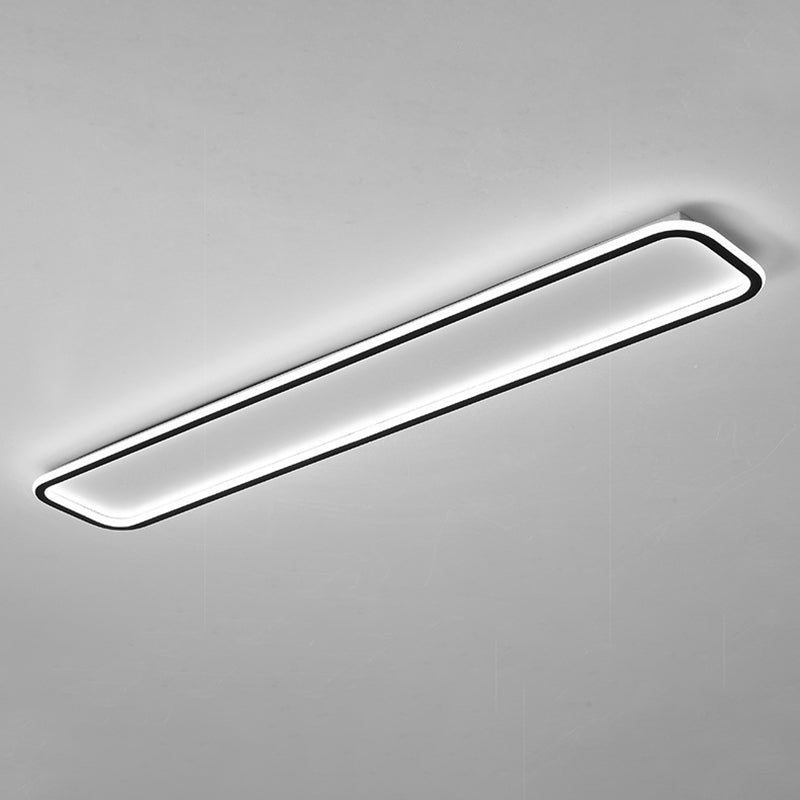 Living Room LED Flush Mount Lighting Modern Black Flush Ceiling Light Fixture with Rectangle Metal Shade