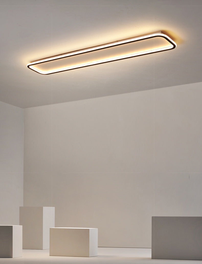 Living Room LED Flush Mount Lighting Modern Black Flush Ceiling Light Fixture with Rectangle Metal Shade