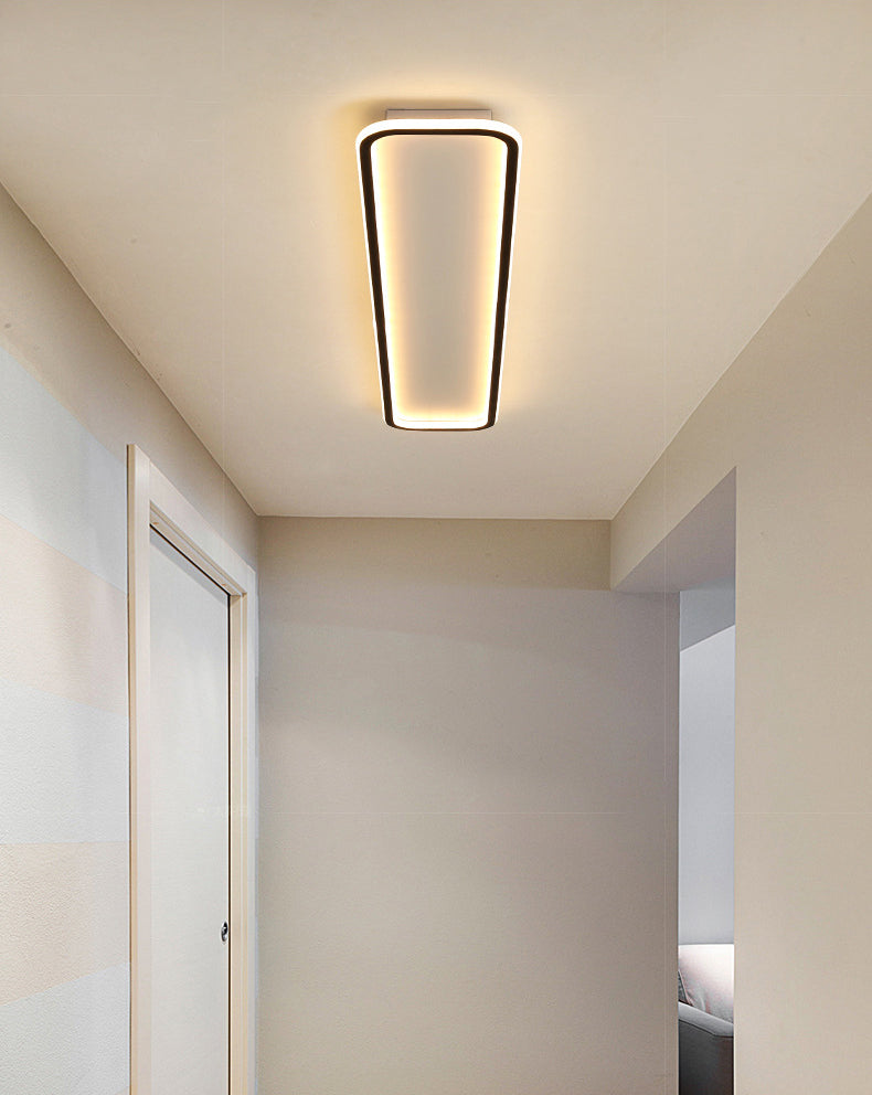 Living Room LED Flush Mount Lighting Modern Black Flush Ceiling Light Fixture with Rectangle Metal Shade
