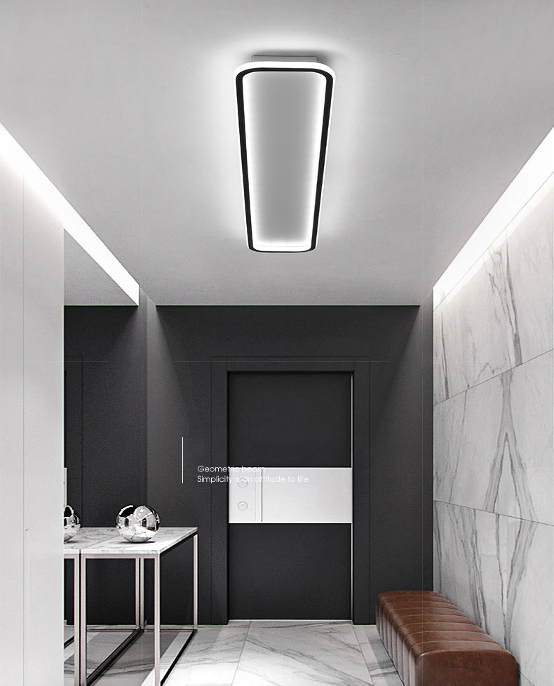 Living Room LED Flush Mount Lighting Modern Black Flush Ceiling Light Fixture with Rectangle Metal Shade