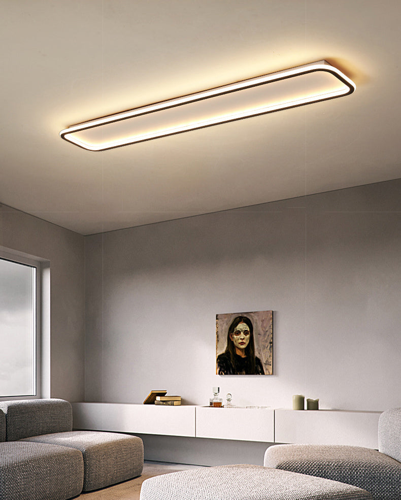 Living Room LED Flush Mount Lighting Modern Black Flush Ceiling Light Fixture with Rectangle Metal Shade