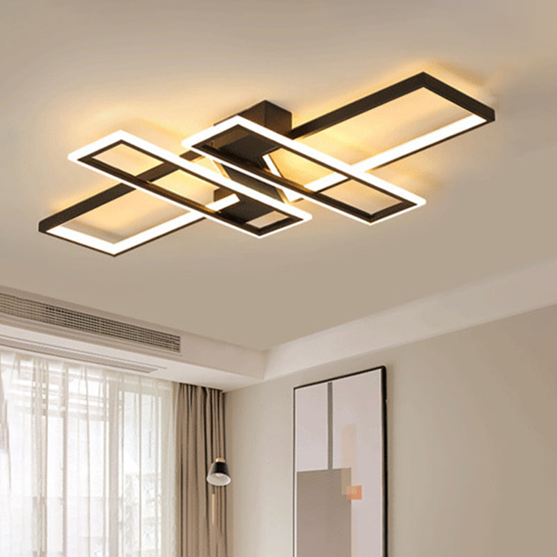 Montaje empotrado de techo de dormitorio LED de metal moderno con luz de montaje semiempotrado de bloque rectangular superpuesto