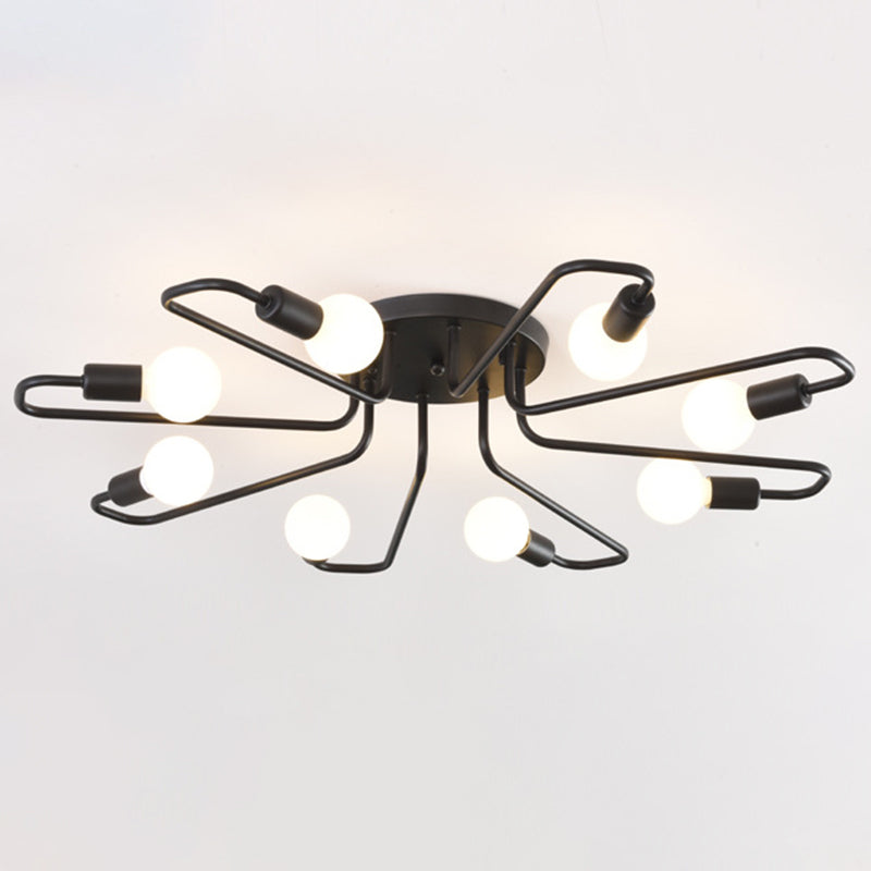 Sputnik Metal Semi Flush Mount in Industrial Retro Style Ceiling Fixture for Living Room