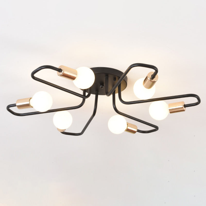 Sputnik Metal Semi Flush Mount in Industrial Retro Style Ceiling Fixture for Living Room