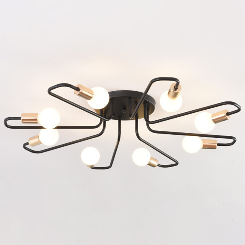 Sputnik Metal Semi Flush Mount in Industrial Retro Style Ceiling Fixture for Living Room