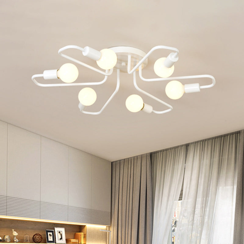 Sputnik Metal Semi Flush Mount in Industrial Retro Style Ceiling Fixture for Living Room