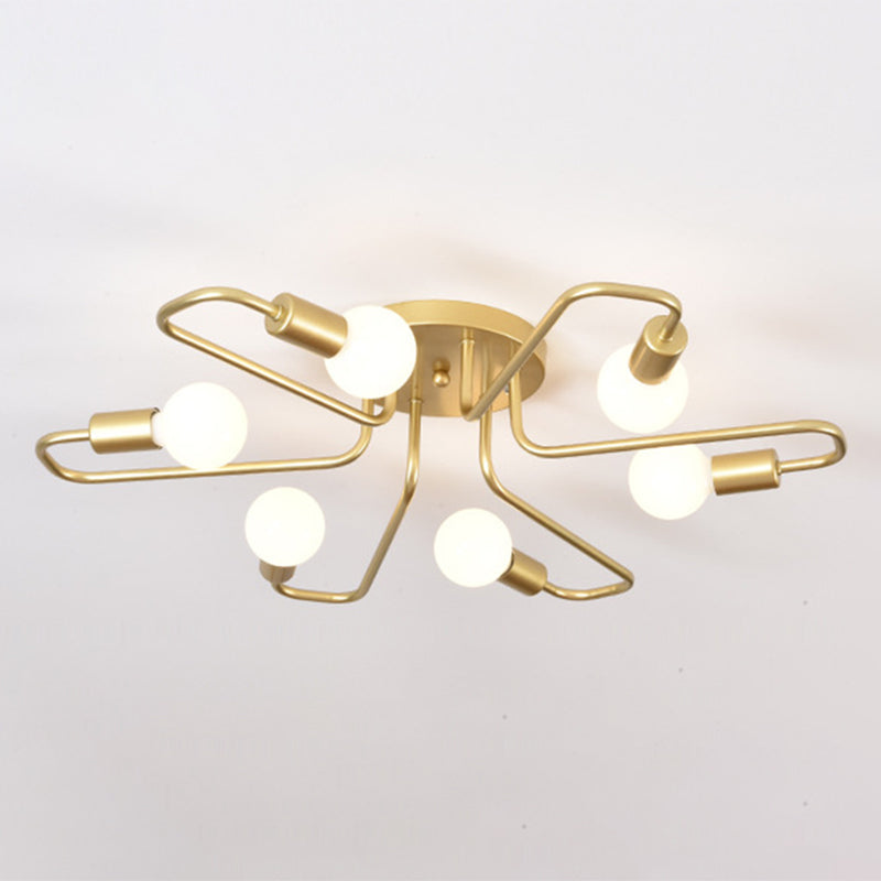 Sputnik Metal Semi Flush Mount in Industrial Retro Style Ceiling Fixture for Living Room