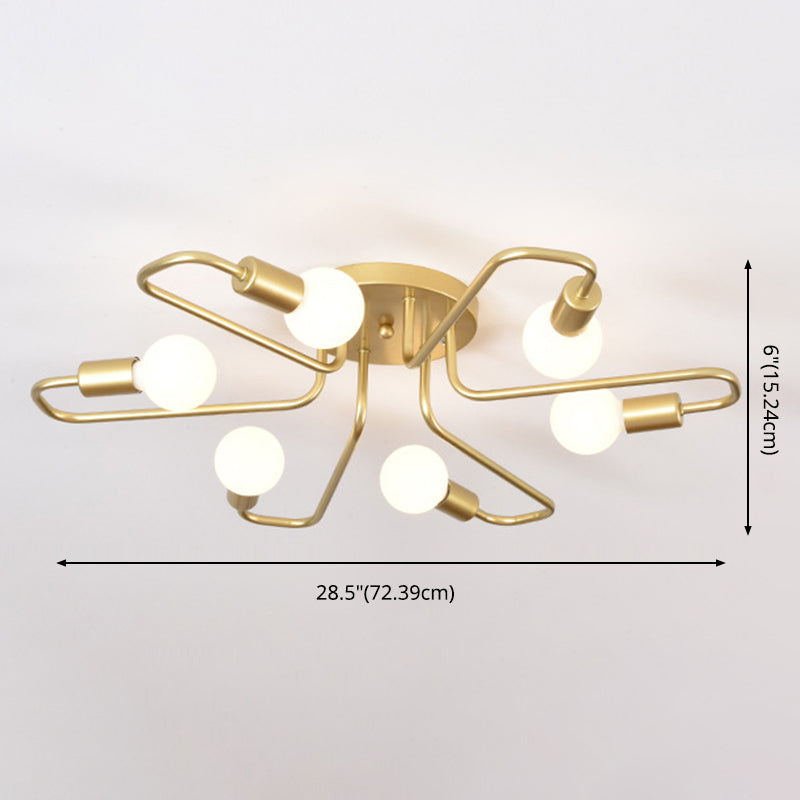 Sputnik Metal Semi Flush Mount in Industrial Retro Style Ceiling Fixture for Living Room