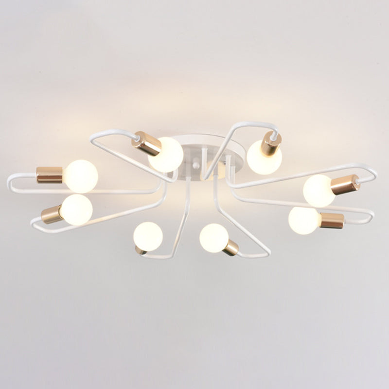 Sputnik Metal Semi Flush Mount in Industrial Retro Style Ceiling Fixture for Living Room