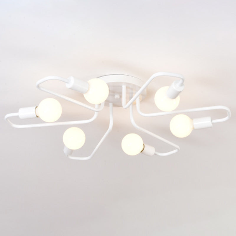 Sputnik Metal Semi Flush Mount in Industrial Retro Style Ceiling Fixture for Living Room