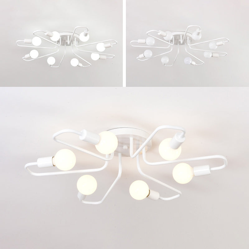 Sputnik Metal Semi Flush Mount in Industrial Retro Style Ceiling Fixture for Living Room
