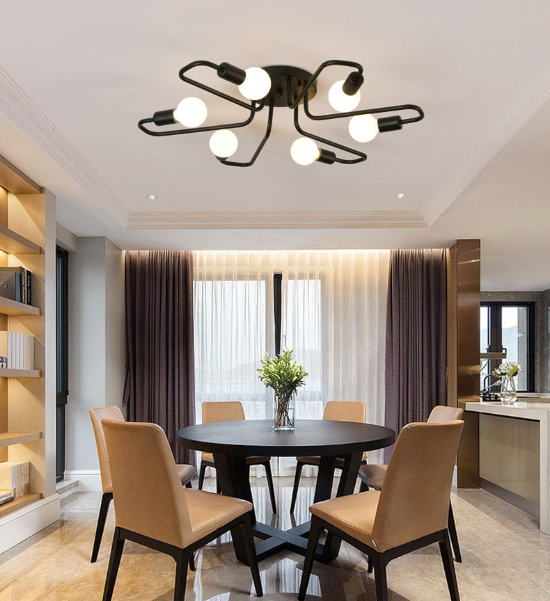 Sputnik Metal Semi Flush Mount in Industrial Retro Style Ceiling Fixture for Living Room