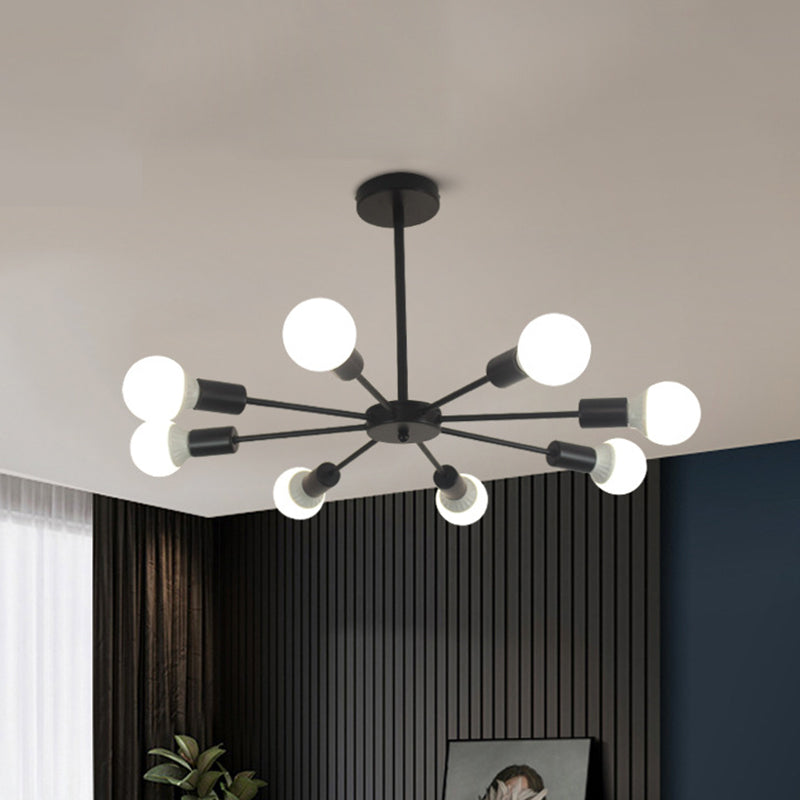 Candelera de metal creativo de estilo nórdico 23.6 pulgadas de ancho de ancho en forma de ráfaga de iluminación de bombilla abierta para sala de estar de dormitorio