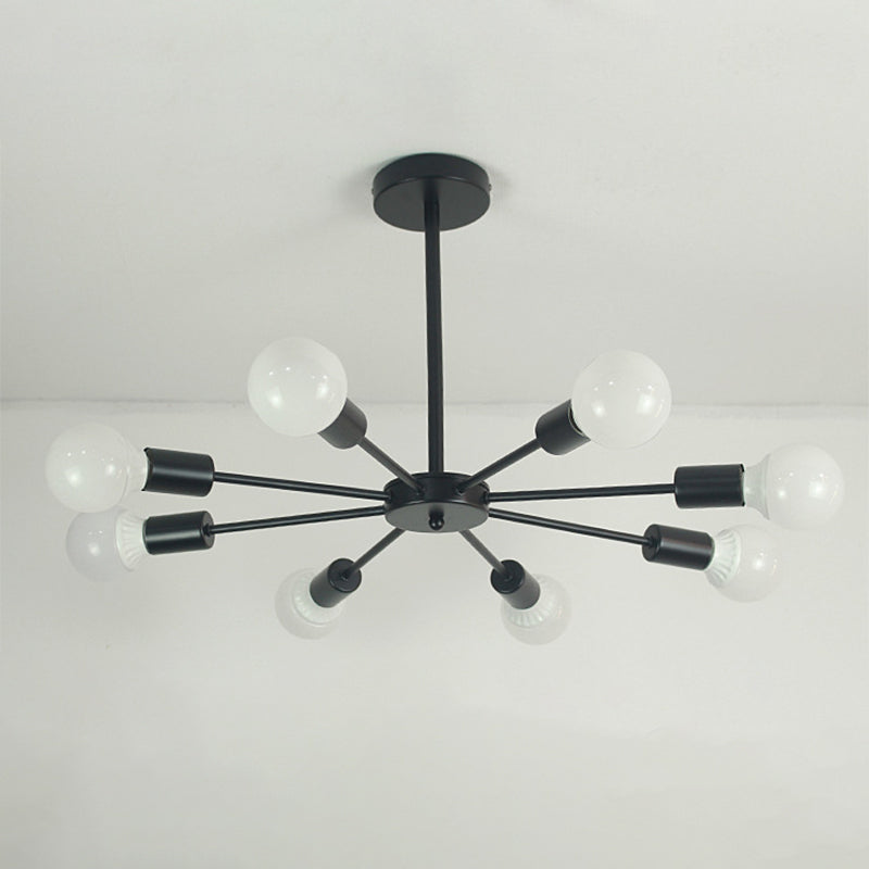 Candelera de metal creativo de estilo nórdico 23.6 pulgadas de ancho de ancho en forma de ráfaga de iluminación de bombilla abierta para sala de estar de dormitorio