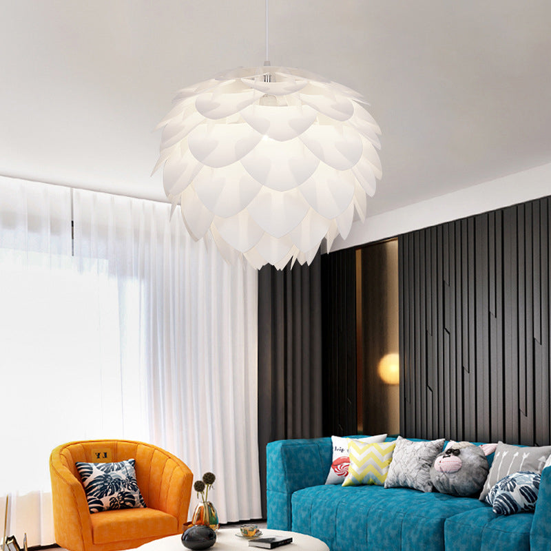 Pinecone Acrylic Pendant Lighting Simplicity Style White Hanging Ceiling Light for Living Room