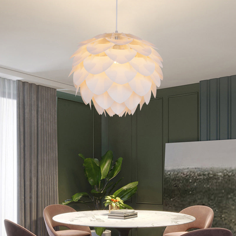 Pinecone Acrylic Pendant Lighting Simplicity Style White Hanging Ceiling Light for Living Room