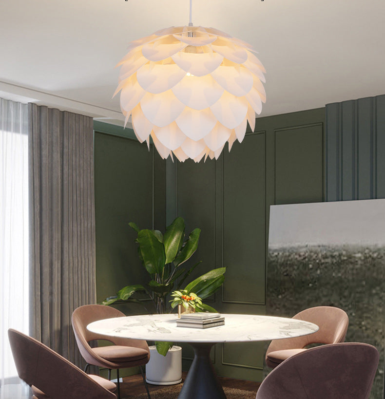 Pinecone Acrylic Pendant Lighting Simplicity Style White Hanging Ceiling Light for Living Room