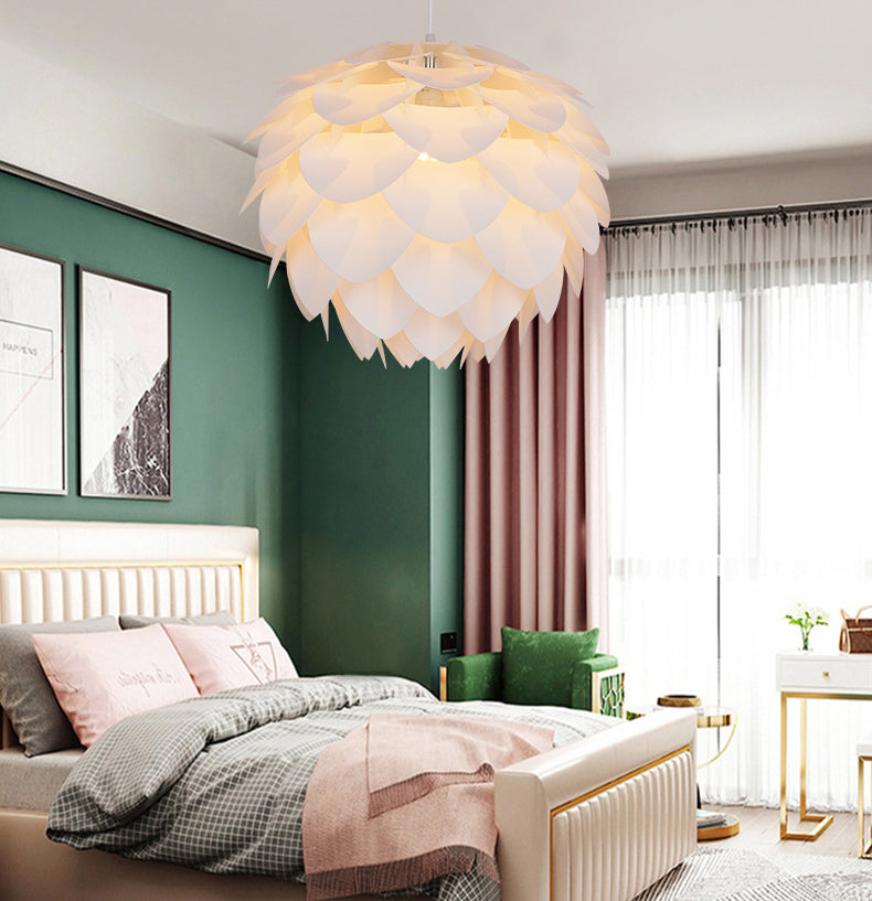 Pinecone Acrylic Pendant Lighting Simplicity Style White Hanging Ceiling Light for Living Room