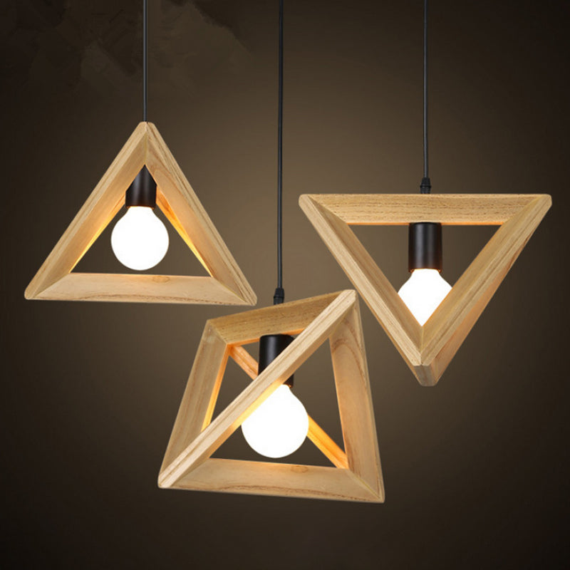 Asiatischer Stil zeitgenössischer Anhänger leichter hölzerne Stativ Kronleuchter Eisenlampenkörper für Schlafzimmer