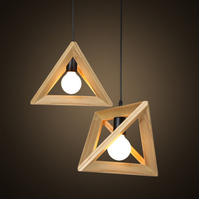 Asiatischer Stil zeitgenössischer Anhänger leichter hölzerne Stativ Kronleuchter Eisenlampenkörper für Schlafzimmer