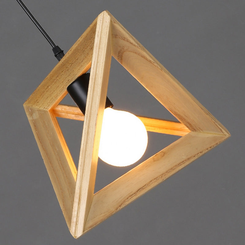 Asiatischer Stil zeitgenössischer Anhänger leichter hölzerne Stativ Kronleuchter Eisenlampenkörper für Schlafzimmer