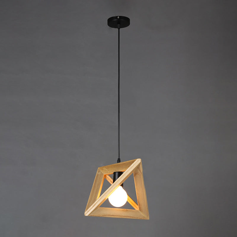 Asiatischer Stil zeitgenössischer Anhänger leichter hölzerne Stativ Kronleuchter Eisenlampenkörper für Schlafzimmer