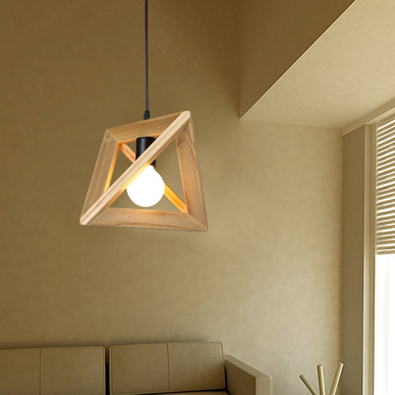 Asiatischer Stil zeitgenössischer Anhänger leichter hölzerne Stativ Kronleuchter Eisenlampenkörper für Schlafzimmer